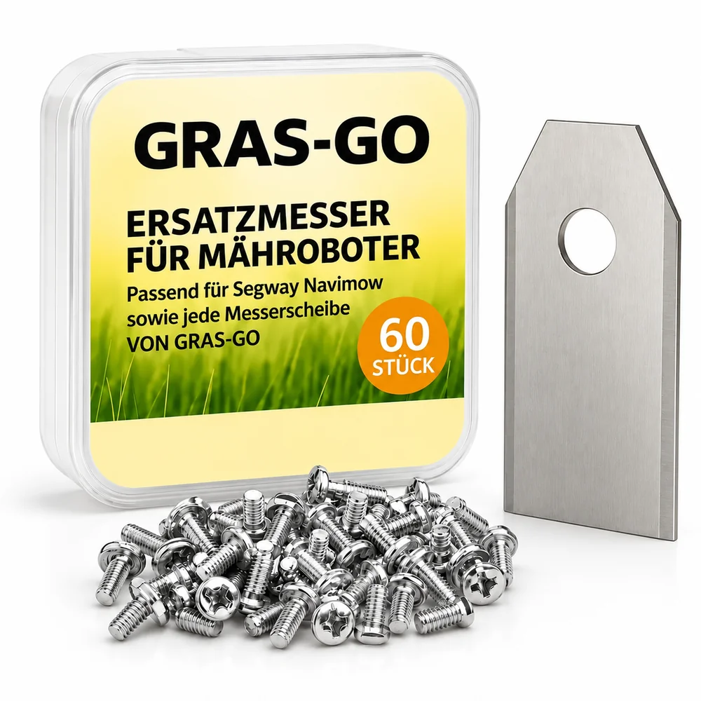 GRASGO Ersatzklingen Set 60 Stück mit Klingenschrauben für Segway Navimow und GRASGO Messerteller