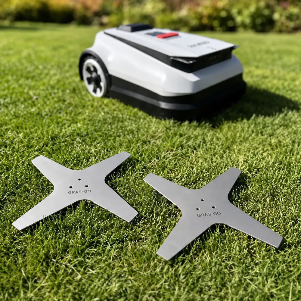 X-Blade GRASGO Doppelset, zwei Edelstahlmesser mit Adaptern für Ecovacs GOAT A3000 RTK